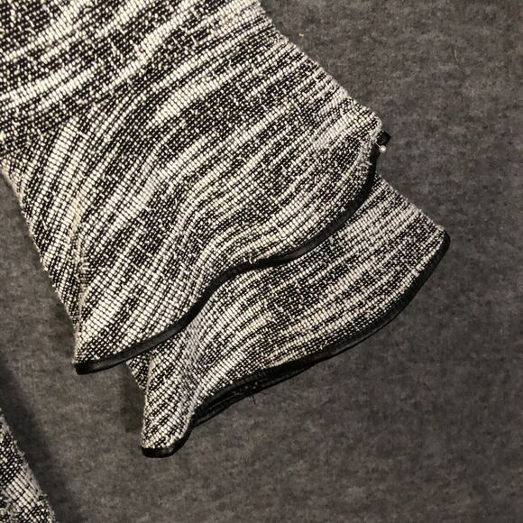 TACERA Marbled Tweed Women S Black White Shift Dress Double Bell Sleeve Pullover - Picture 3 of 16